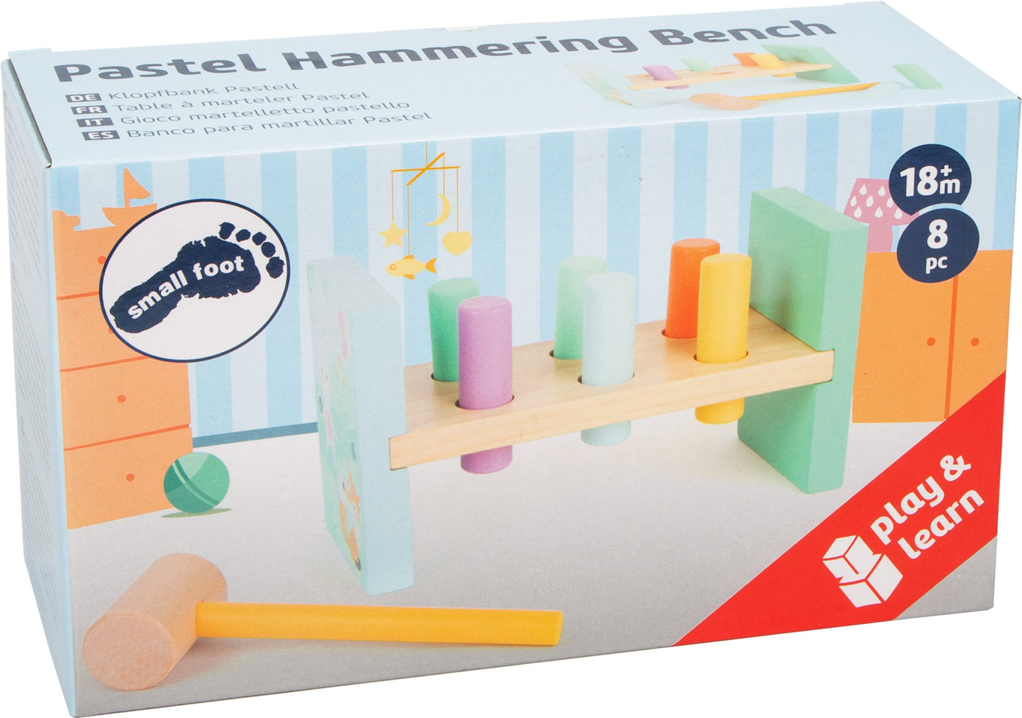 Banc din lemn cu cilindrii și ciocan, Small Foot, 18 luni+