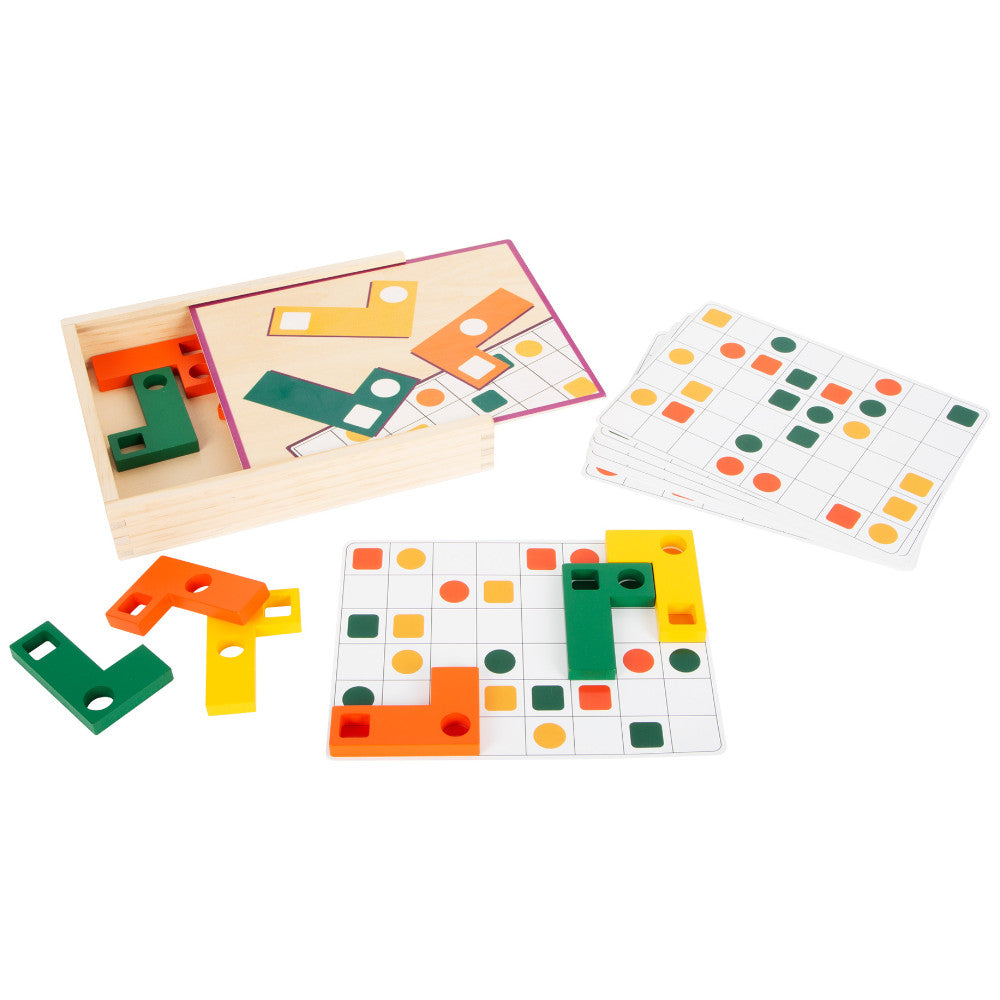 Joc puzzle educativ din lemn, Small Foot, Forme geometrice, 30 puzzle-uri, 4 ani+