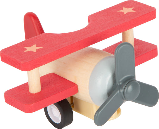 Set 3 avioane din lemn, Small Foot, Pull-Back, 12 luni+