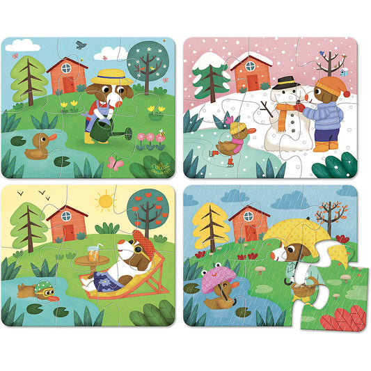 Set 4 puzzle-uri, Vilac, Anotimpuri, 4x6 piese, 2 ani+