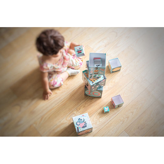 Cuburi Piramida, Vilac, Carlslund, 10 piese, 2 ani+