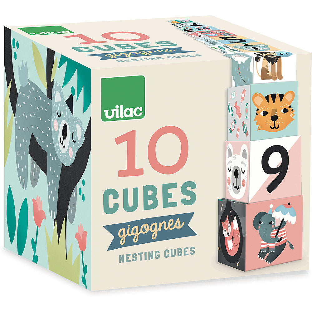 Cuburi Piramida, Vilac, Carlslund, 10 piese, 2 ani+