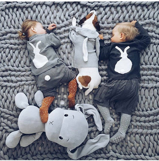 Iepuraș de pluș, Effiki, Gri, 35 cm