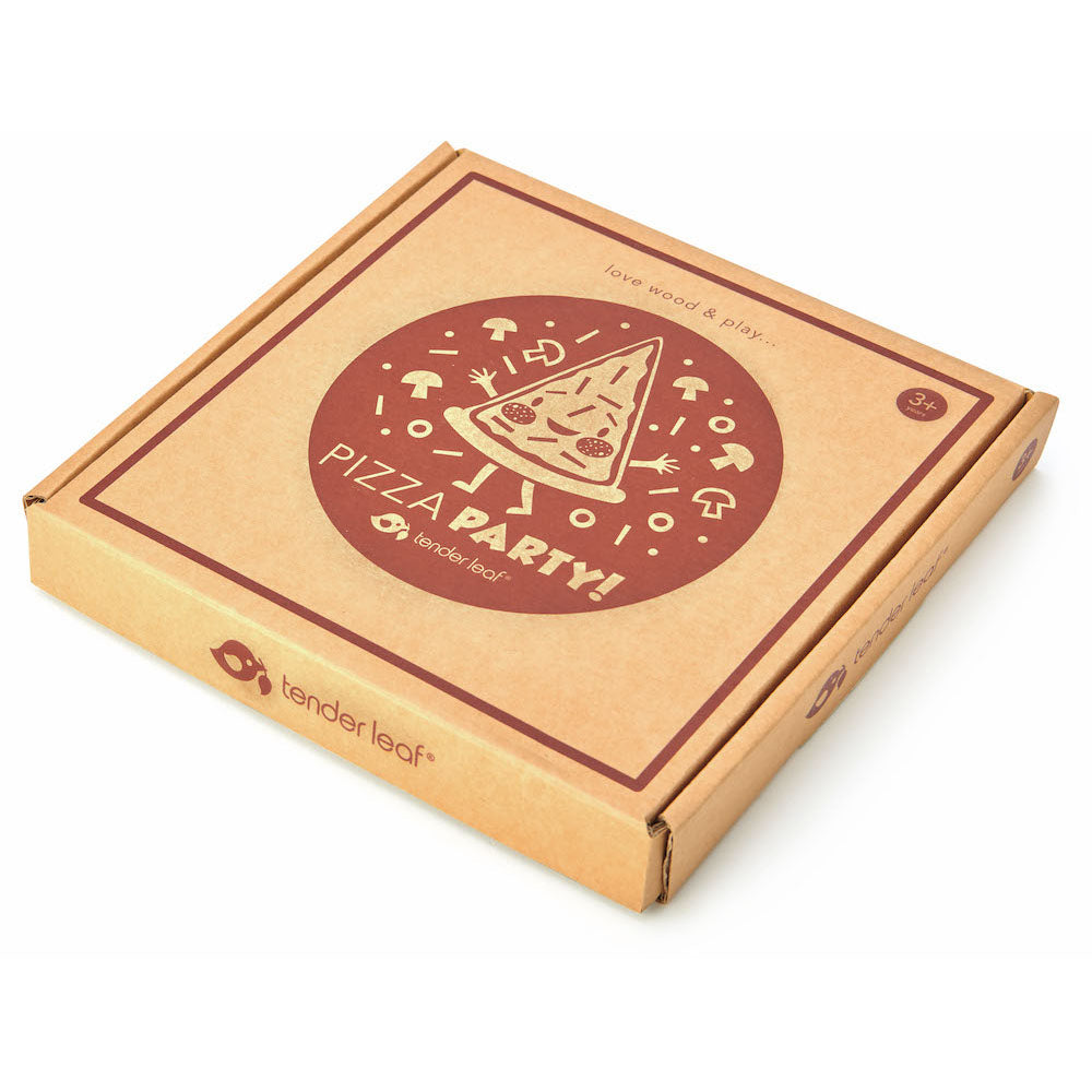 Pizza party - Set de joacă din lemn cu 19 accesorii, Tender Leaf, 3 ani+