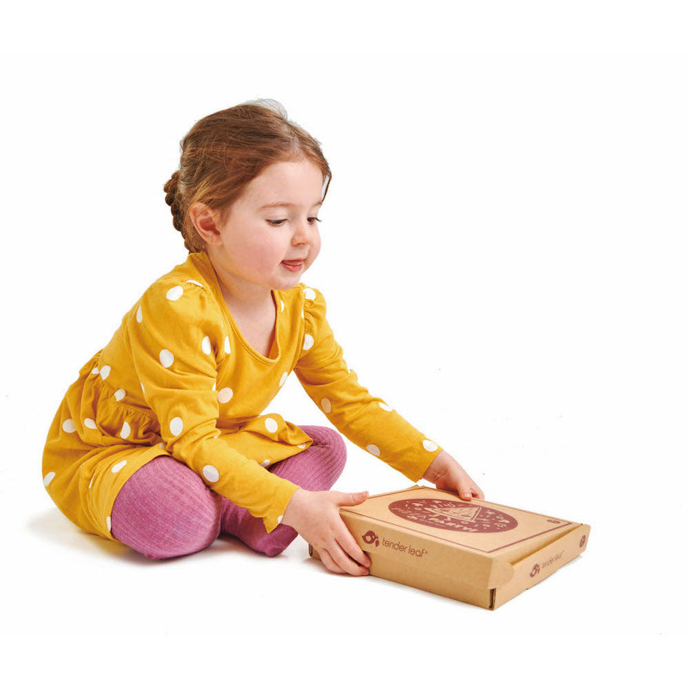 Pizza party - Set de joacă din lemn cu 19 accesorii, Tender Leaf, 3 ani+