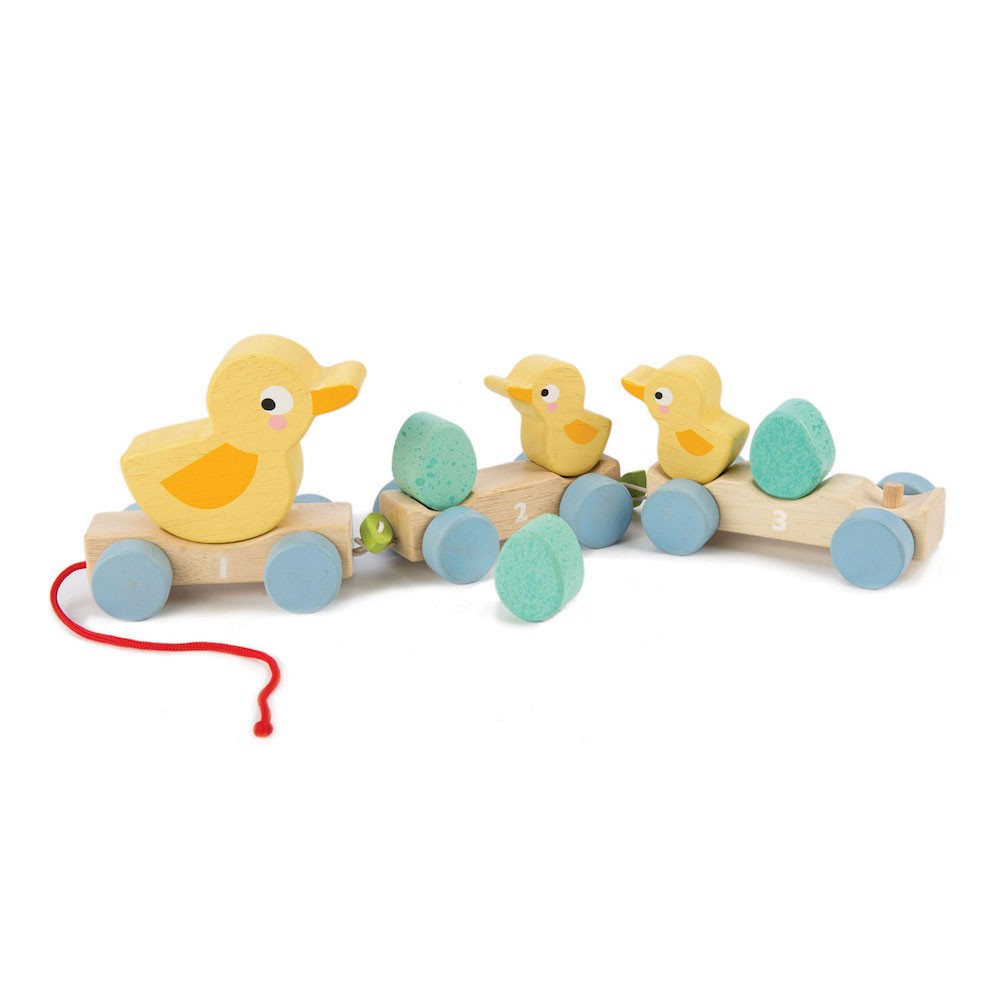Trenuleț tractabil cu rățuște, Tender Leaf, Pull Along Ducks, 18 luni+
