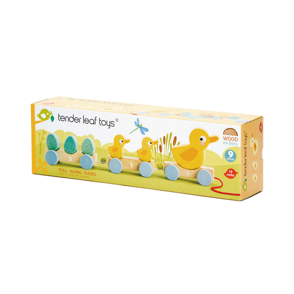 Trenuleț tractabil cu rățuște, Tender Leaf, Pull Along Ducks, 18 luni+