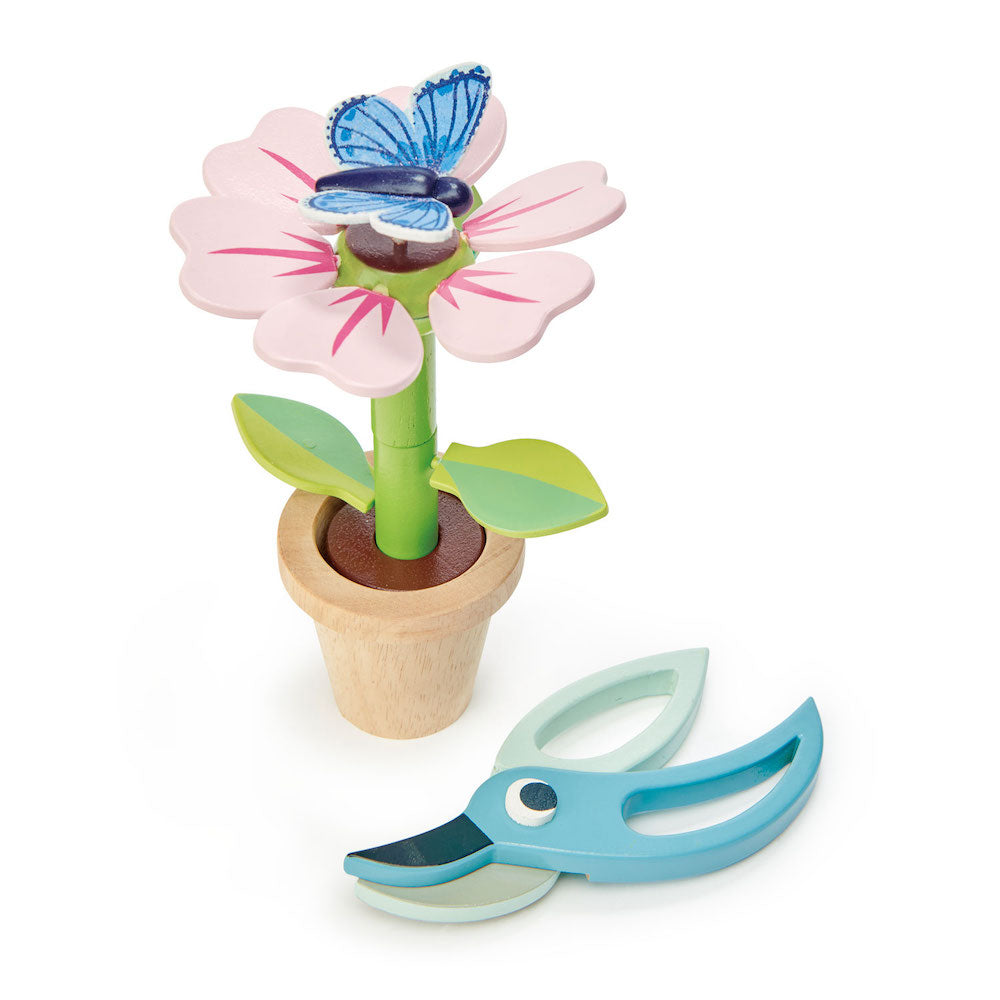 Floare în ghiveci din lemn, Tender Leaf, Blossom Flowerpot, 15 piese, 3 ani+