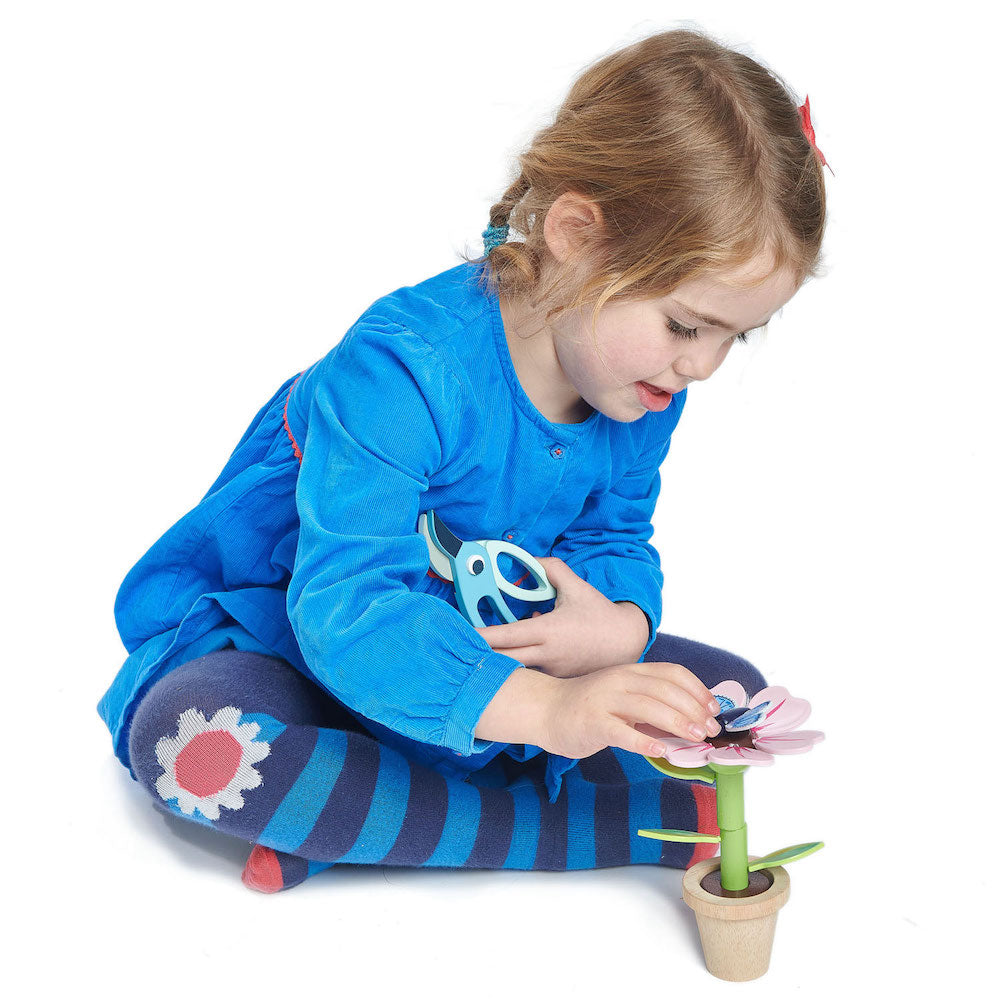 Floare în ghiveci din lemn, Tender Leaf, Blossom Flowerpot, 15 piese, 3 ani+