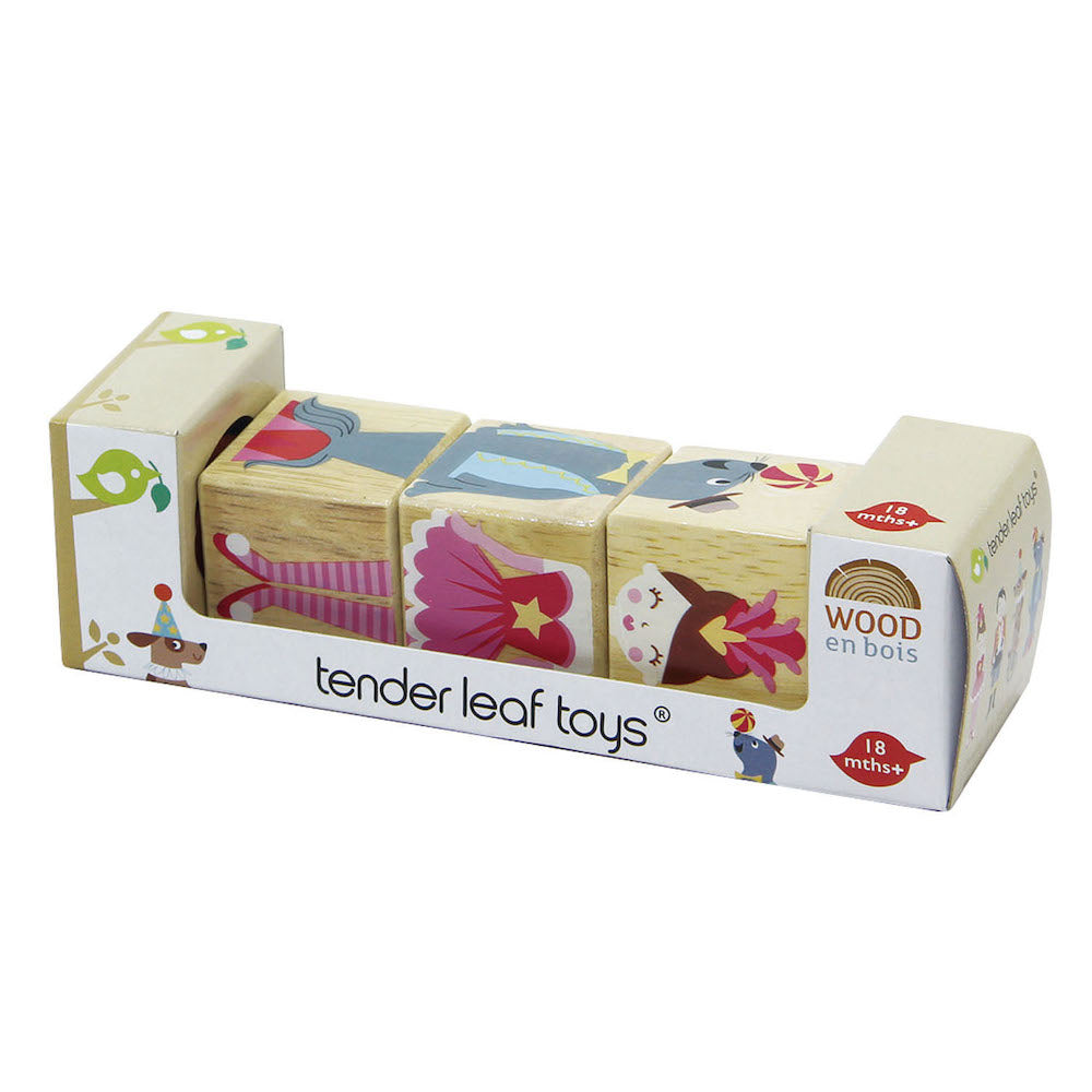 Cuburi rotative din lemn premium, Tender Leaf, La circ, 18 luni+