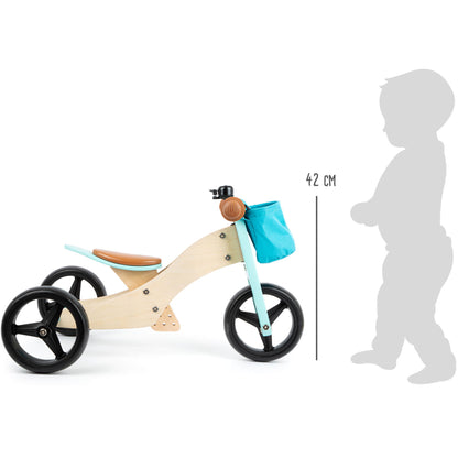 Bicicletă și tricicletă echilibru fără pedale 2în1, Small Foot, Turcuaz, 12 luni+