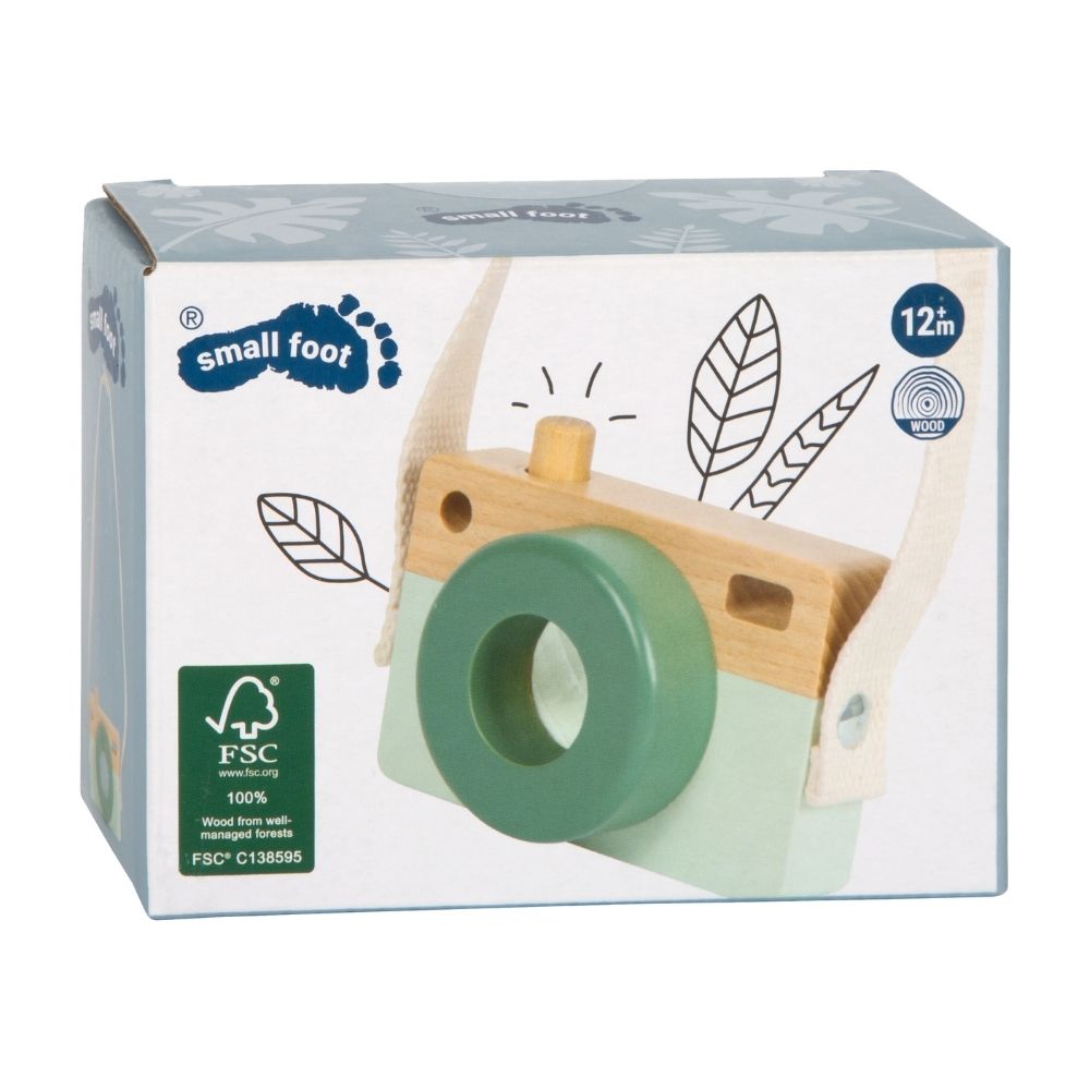 Aparat foto din lemn cu efect caleidoscop pentru copii, Safari, Small Foot, 12 luni+