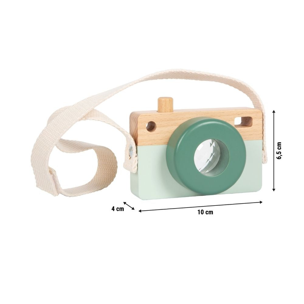 Aparat foto din lemn cu efect caleidoscop pentru copii, Safari, Small Foot, 12 luni+