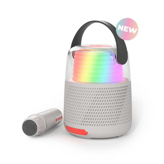 Boxă Bluetooth cu efecte de lumini și microfon, Set Karaoke, MOB, Gri