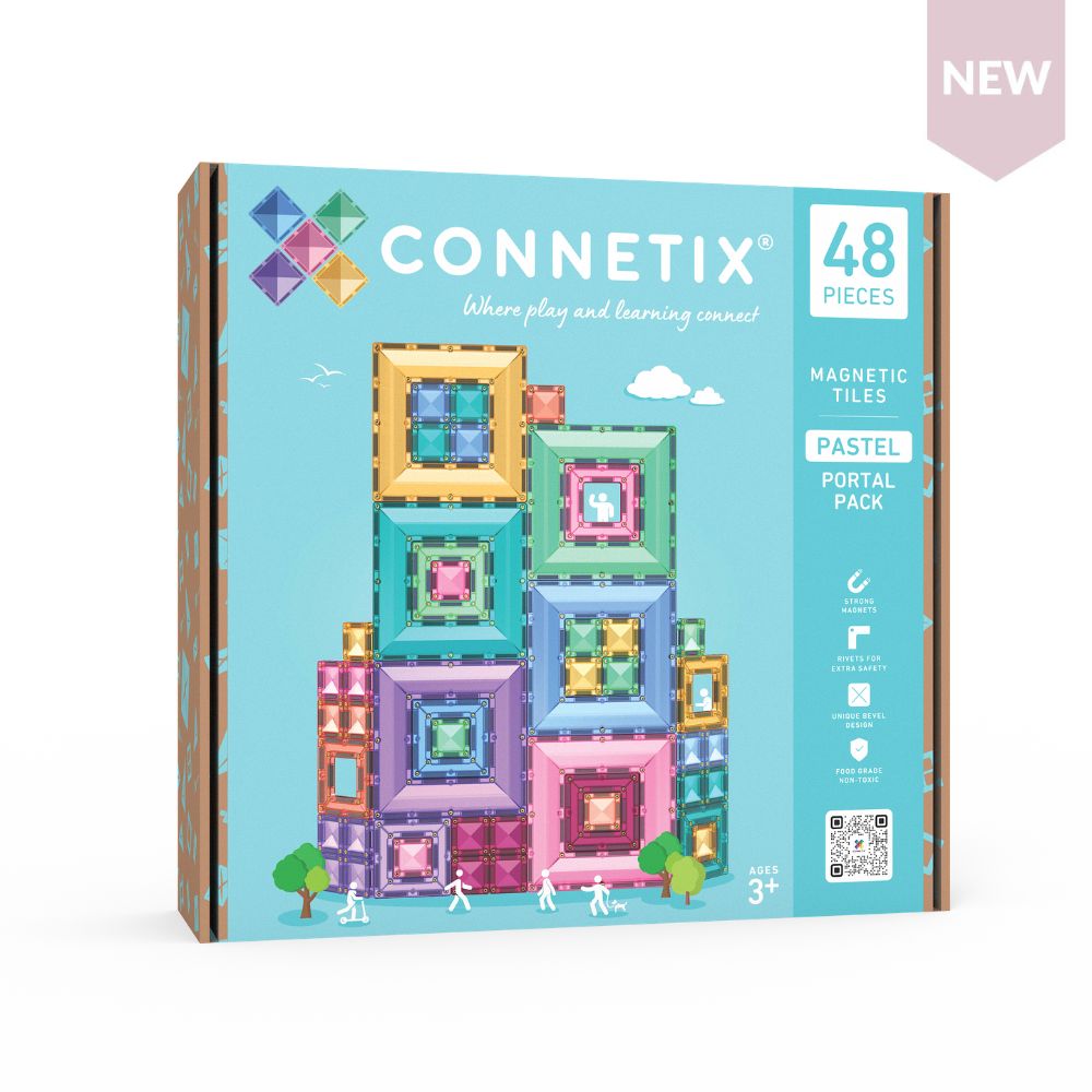 Set de construcție magnetic, Pastel Portal Pack, Connetix Tiles, 48 piese, 3 ani+