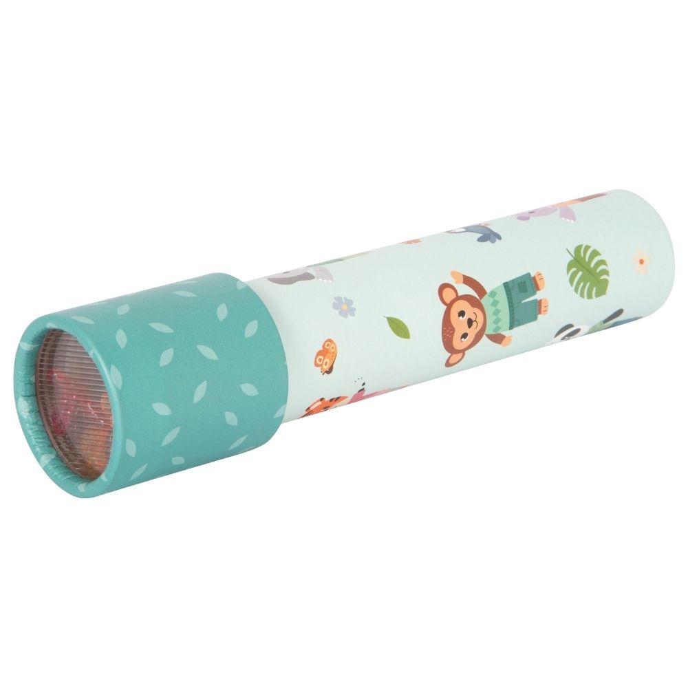 Caleidoscop jucărie senzorială din carton FSC® pentru copii, Jungle Friends, Small Foot, 3 ani+