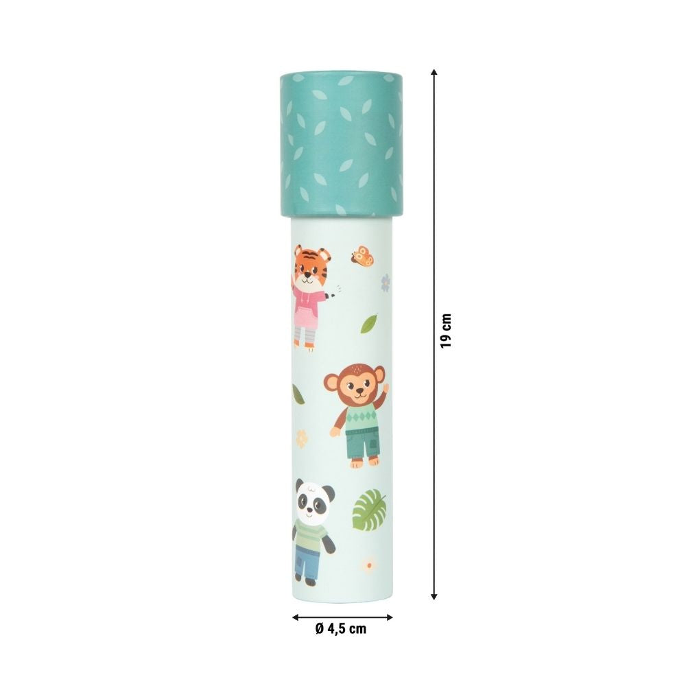 Caleidoscop jucărie senzorială din carton FSC® pentru copii, Jungle Friends, Small Foot, 3 ani+