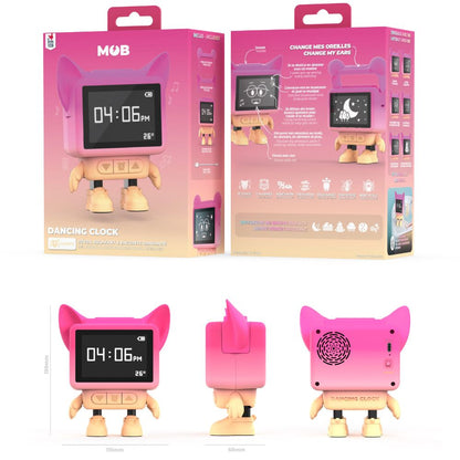 Ceas cu alarmă interactiv și boxă portabilă, Dancing Clock, Roz, MOB Paris