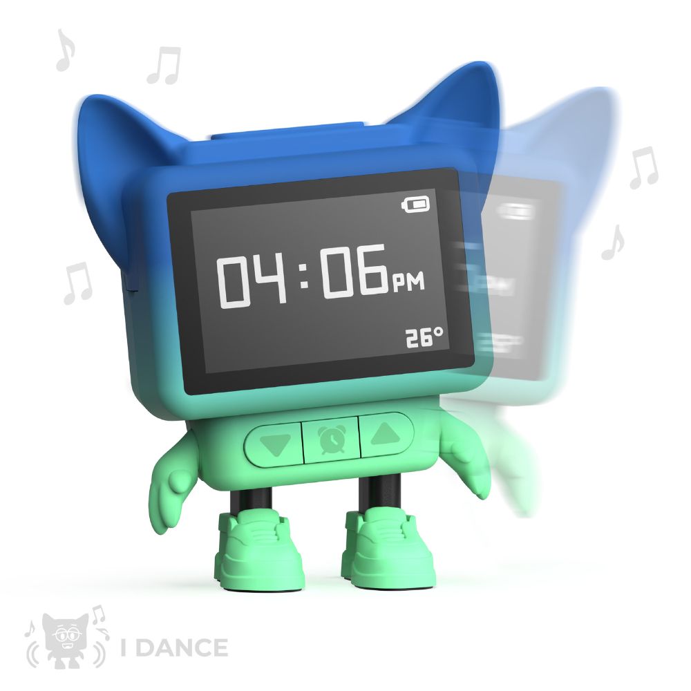 Ceas cu alarmă interactiv și boxă portabilă, Dancing Clock, Albastru, MOB Paris