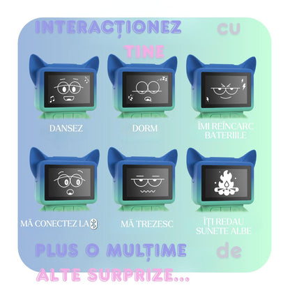 Ceas cu alarmă interactiv și boxă portabilă, Dancing Clock, Albastru, MOB Paris