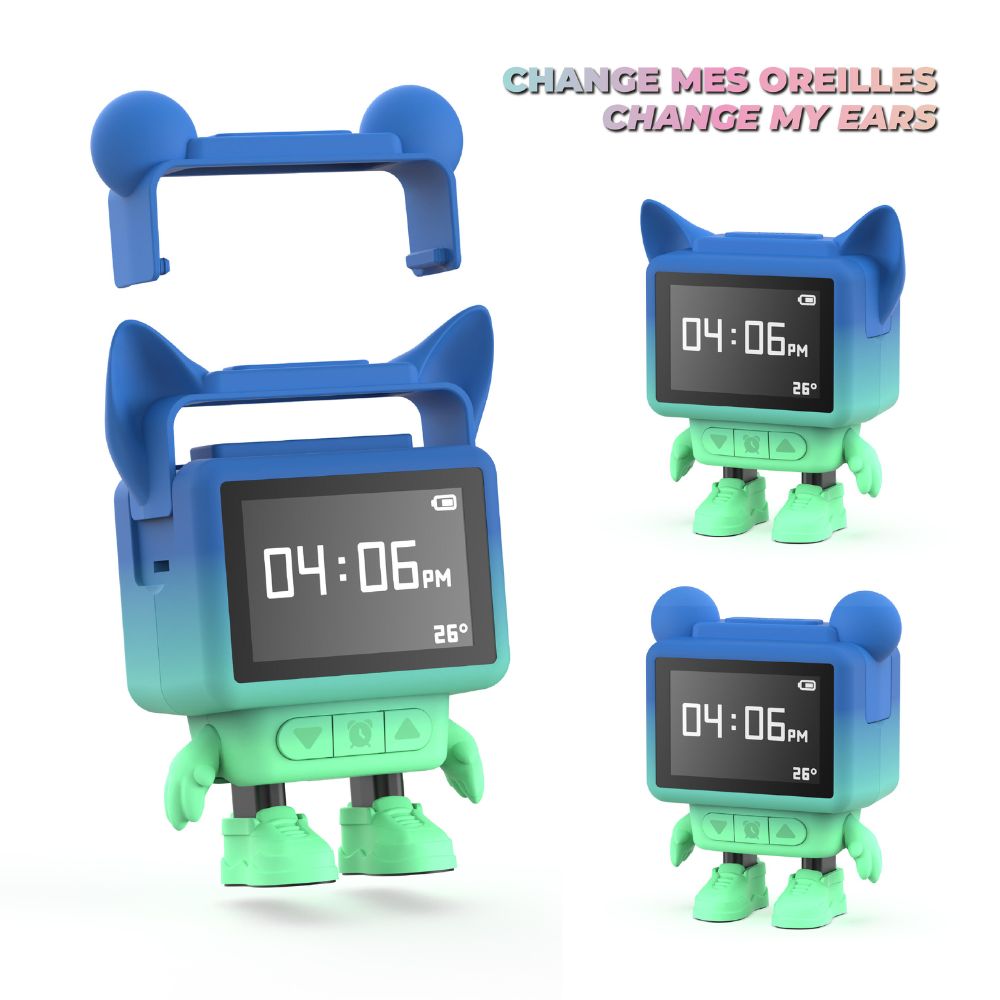 Ceas cu alarmă interactiv și boxă portabilă, Dancing Clock, Albastru, MOB Paris