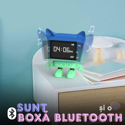 Ceas cu alarmă interactiv și boxă portabilă, Dancing Clock, Albastru, MOB Paris