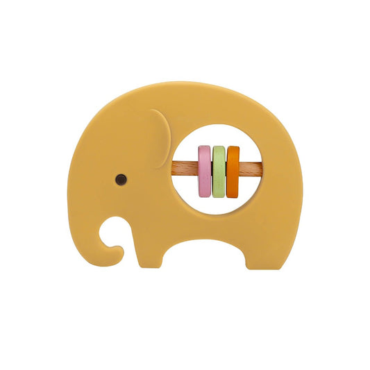 Jucărie dentiție și zornăitoare bebeluși,Micul elefant, Galben, 3 luni+
