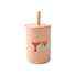 Pahar din silicon cu pai și capac anti-scurgere pentru copii, Foxy, Portocaliu, 150 ml, 6 luni+