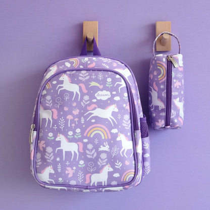 Ghiozdan copii cu 2 compartimente, Unicorn, A Little Lovely Company, 5-8 ani, 27 x 32