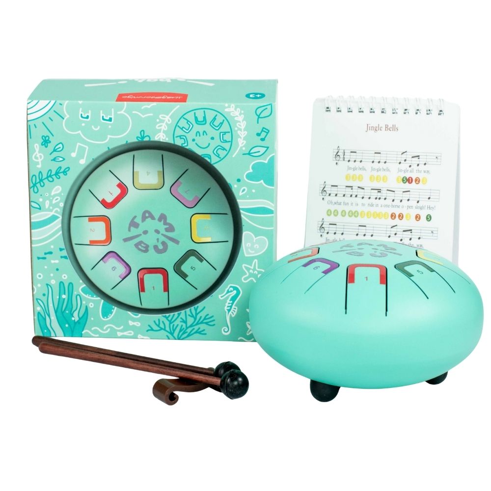 Instrument muzical copii-Tobă metalică, TAMBÚ, Baby TEAL PEAL, JuegaConmigo, 6"