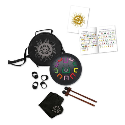 Instrument muzical copii-Tobă metalică, TAMBÚ, Negru, JuegaConmigo, 8"