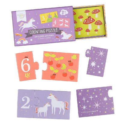 Joc Puzzle, Numărăm cu unicorni, A Little Lovely Company, 20 piese, 2 ani+