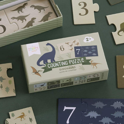 Joc Puzzle, Numărăm cu dinozauri, A Little Lovely Company, 20 piese, 2 ani+