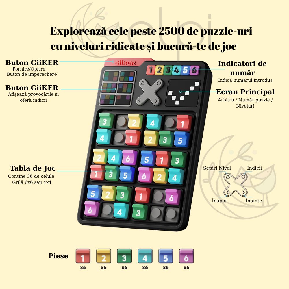Joc electronic de strategie și logică, Smart Sudoku, GiiKER, 4 ani+