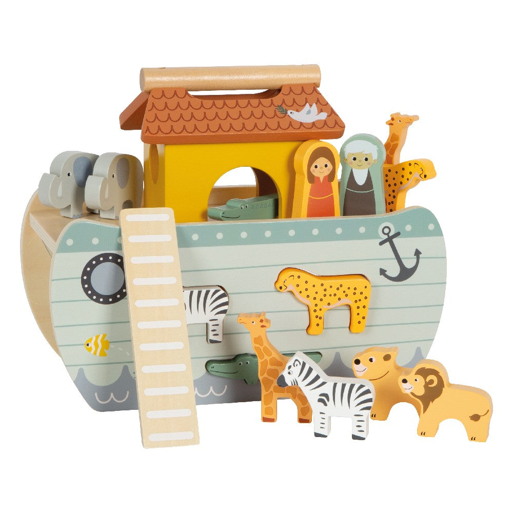 Jucărie educativă, Arca lui Noe din lemn, Sortarea animalelor, Small Foot, 16 piese, 12 luni+