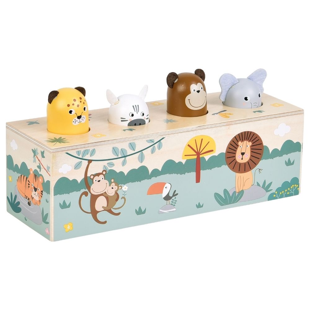 Jucărie educativă cu sunete animale Safari, Small Foot, lemn FSC®, 12 luni+