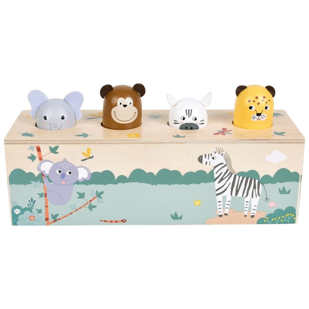 Jucărie educativă cu sunete animale Safari, Small Foot, lemn FSC®, 12 luni+