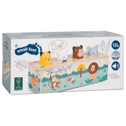 Jucărie educativă cu sunete animale Safari, Small Foot, lemn FSC®, 12 luni+