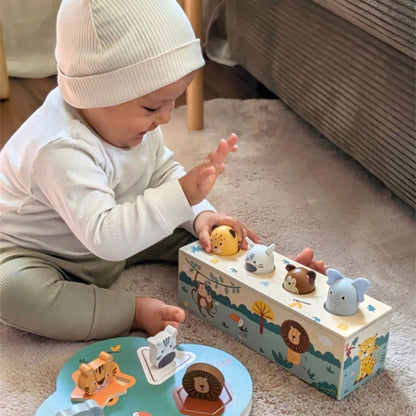 Jucărie educativă cu sunete animale Safari, Small Foot, lemn FSC®, 12 luni+