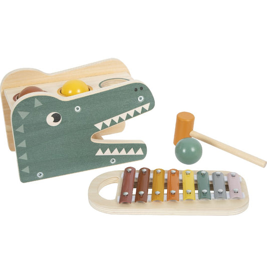 Jucărie muzicală - Xilofon cu ciocan și bile din lemn, Safari, Small Foot, 12 luni+
