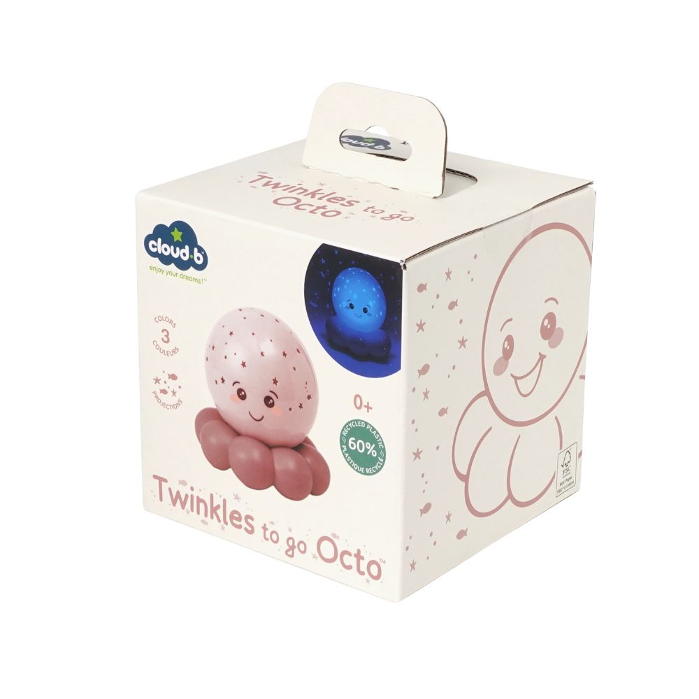 Lampă de veghe pentru copii, Twinkles To Go Octo™, Pastel Pink, Cloud B, 0 luni+