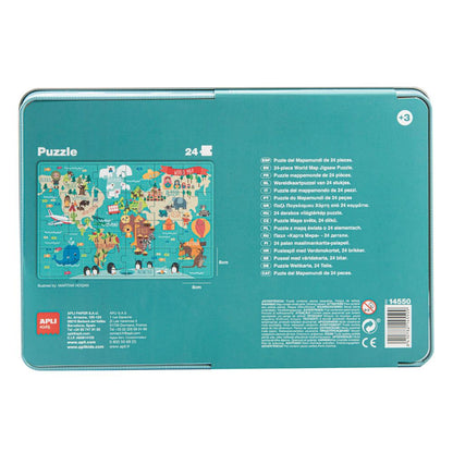 Puzzle Harta Lumii, 24 piese, 48x32 cm, Apli, 3 ani+