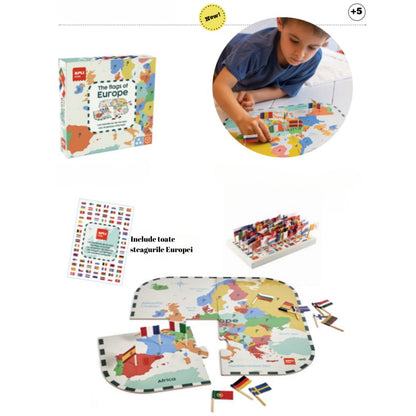 Joc educativ, Puzzle Steagurile Europei, 45 steaguri, APLI, 5 ani+