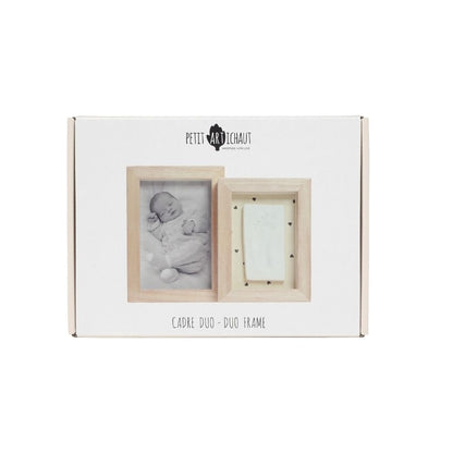 Ramă dublă cu fotografie și kit amprentă bebeluș, Pretty Hearts, Petit Artichaut
