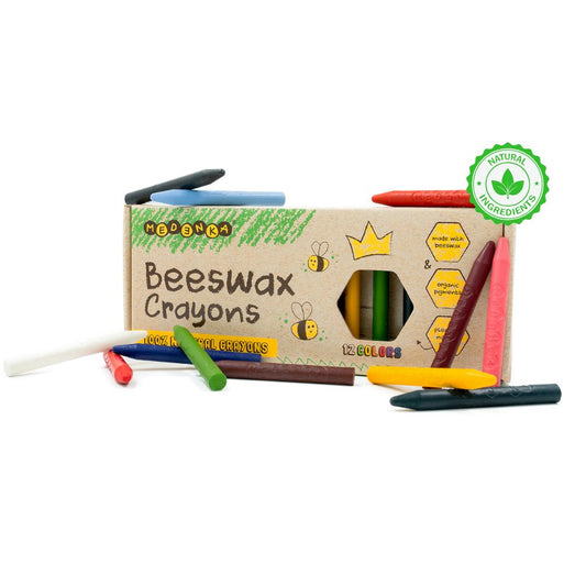 Set 12 Creioane colorate din ceară naturală de albine, CLASIC, Medenka, 3 ani+