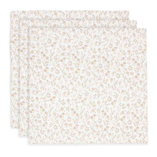 Set 3 museline din bumbac, Bloomy, Jollein, 70x70 cm, OEKO-TEX