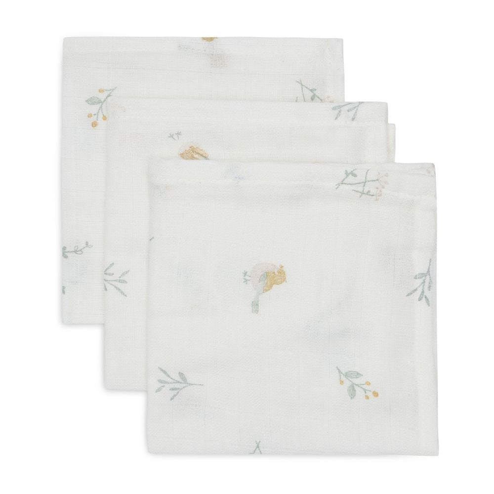Set 3 museline din bumbac tip batistă, Lovely Birds, Jollein, 31x31 cm, OEKO-TEX