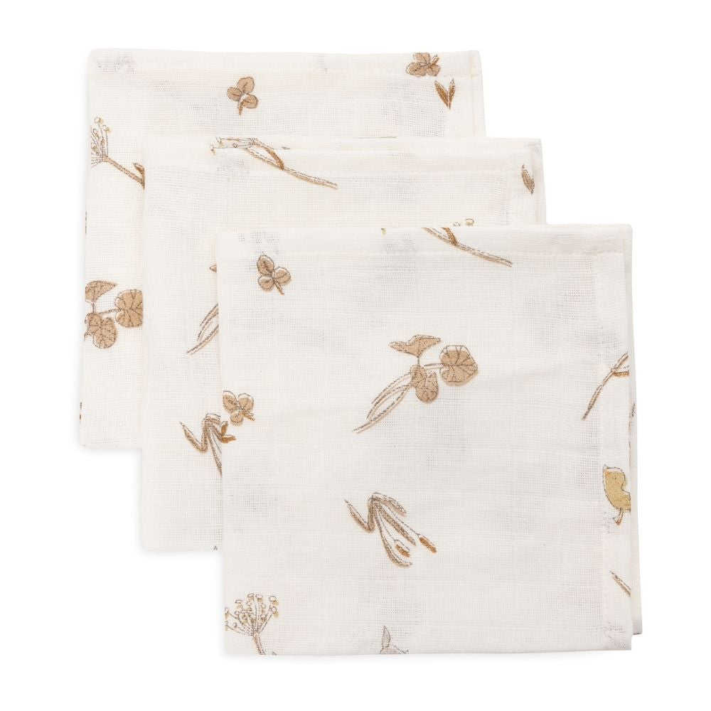 Set 3 museline din bumbac tip batistă, Riverside, Jollein, 31x31 cm, OEKO-TEX