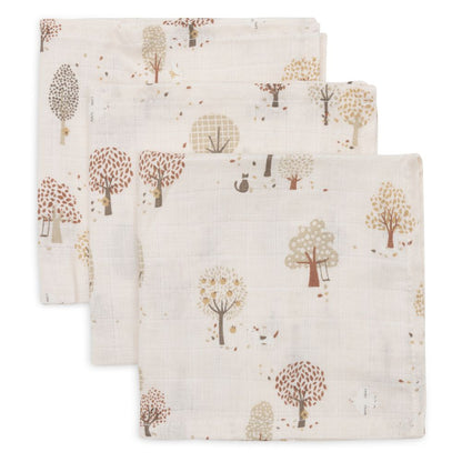 Set 3 museline din bumbac tip batistă, Tiny Park, Jollein, 31x31 cm, OEKO-TEX