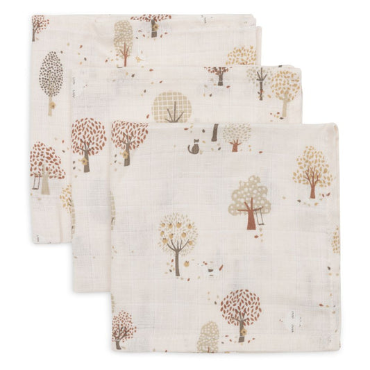 Set 3 museline din bumbac tip batistă, Tiny Park, Jollein, 31x31 cm, OEKO-TEX